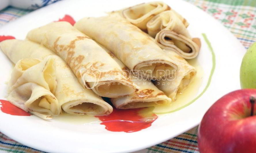 Рецепт блинчики с яблочной начинкой
