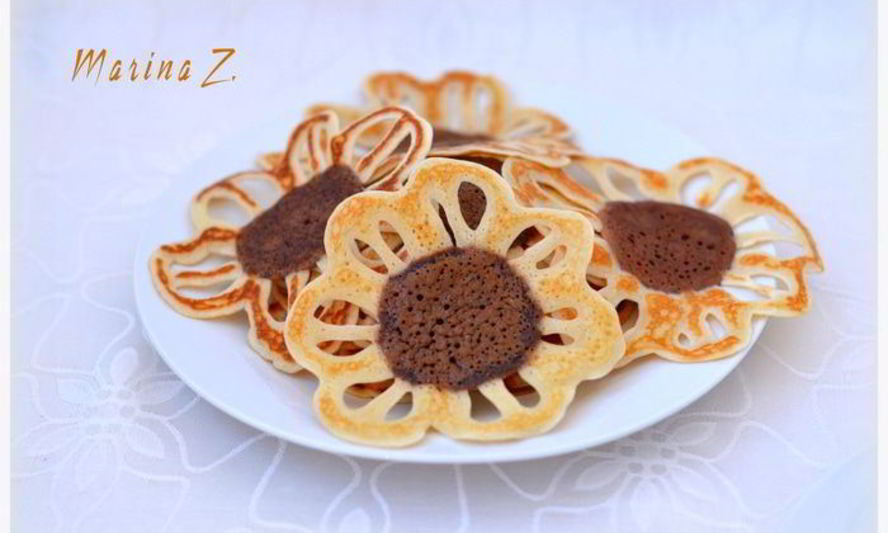 Рецепт блины-подсолнухи из заварного теста на топленом молоке