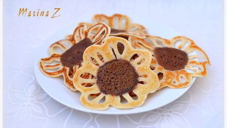 блины-подсолнухи из заварного теста на топленом молоке