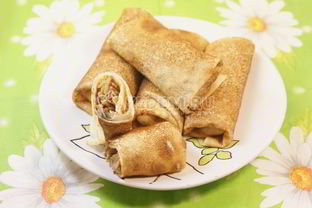 Блины с капустой и грибами