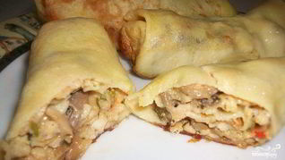 Блины с мясом и грибами