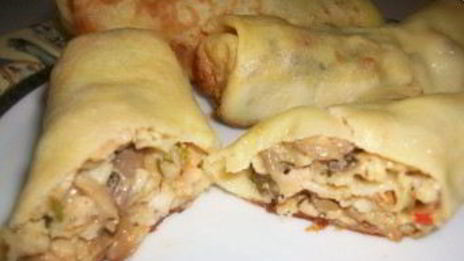 блины с мясом и грибами