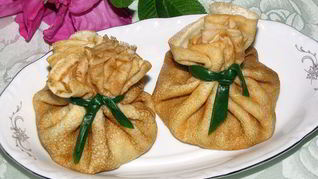 Фаршированные блинчики Мешочки с тремя видами начинки