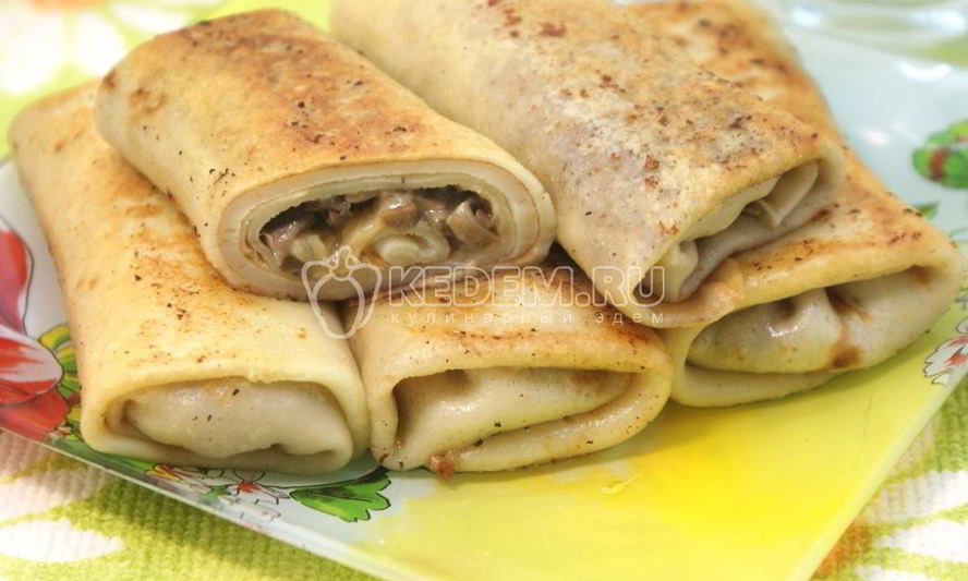 Рецепт фаршированные блины с грибами и сыром