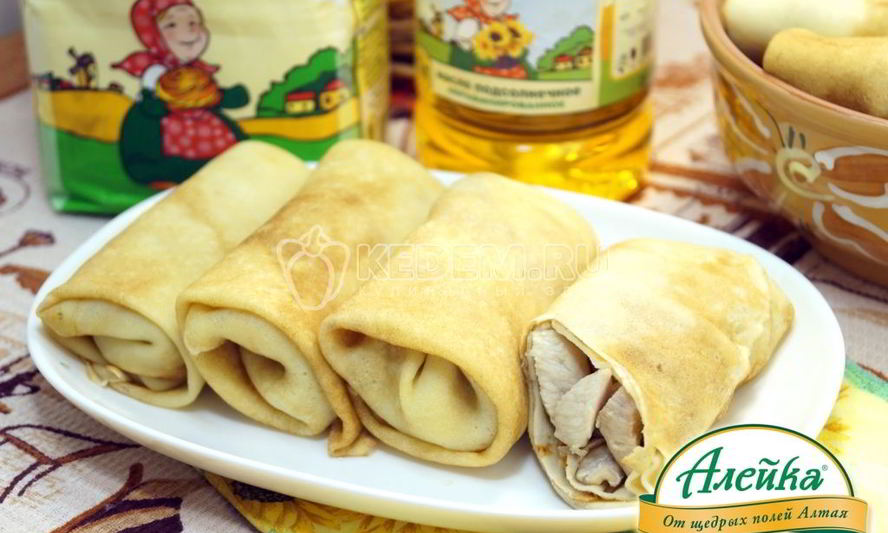 Рецепт фаршированные блины с курицей и грибами