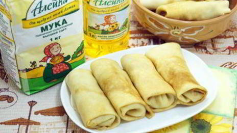 фаршированные блины с курицей и грибами