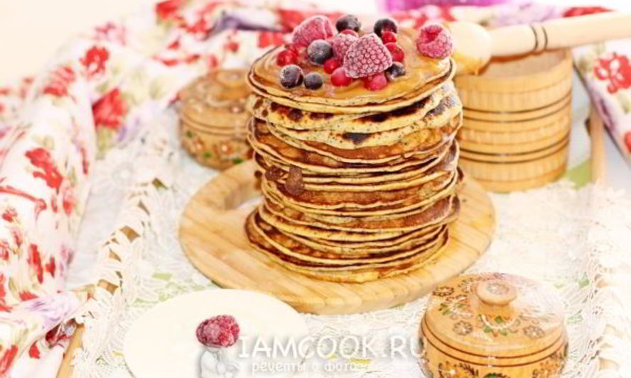 Рецепт панкейки с хурмой и маком