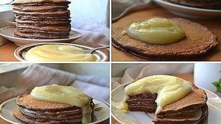 Пышные шоколадные панкейки с кремом