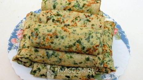 шпинатные блины с печенью