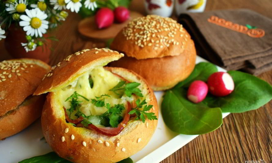 Рецепт горячие булочки с яйцом и сыром