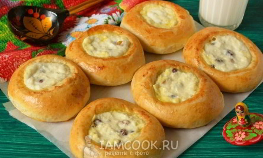 Рецепт ватрушки из дрожжевого теста с творогом