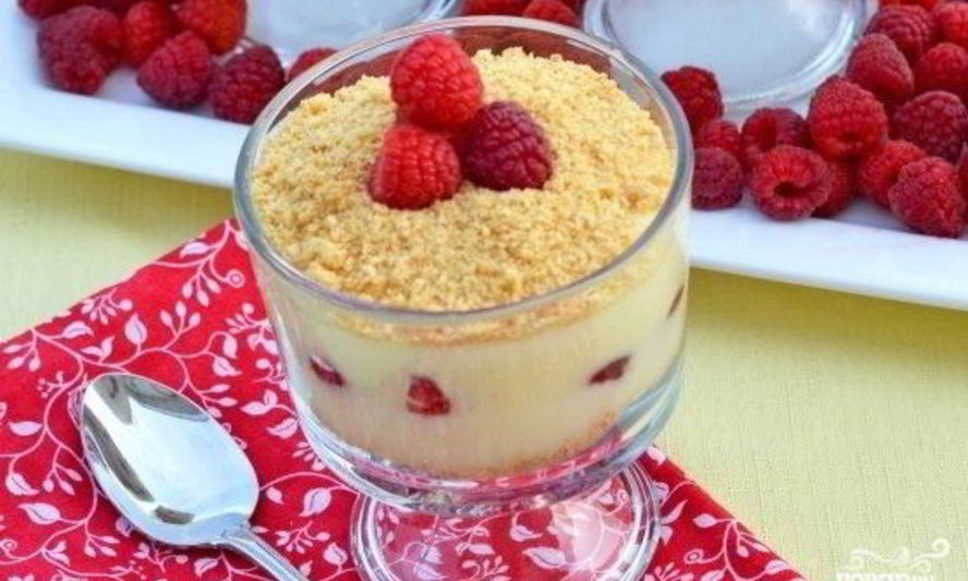 Рецепт малиновый чизкейк-парфе без выпечки