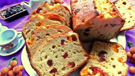 кекс на сметане с мандаринами и клюквой