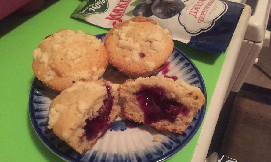 Рецепт кексики с черничным джемом