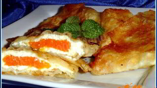 Конвертики из лаваша с тыквенно-творожной начинкой