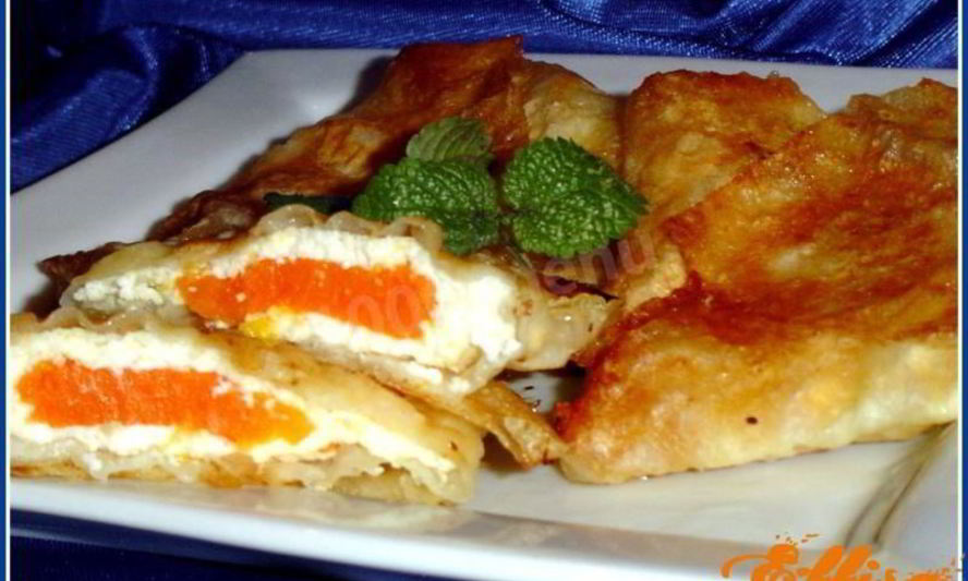 Рецепт конвертики из лаваша с тыквенно-творожной начинкой