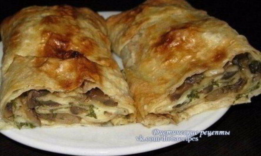 Рецепт лаваш с грибами и сыром