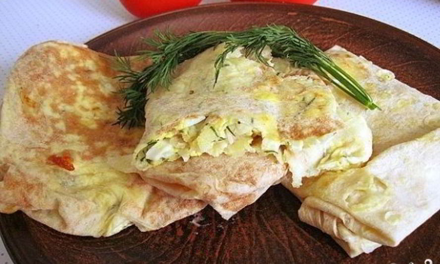 Рецепт лаваш с сыром, яйцом и зеленью