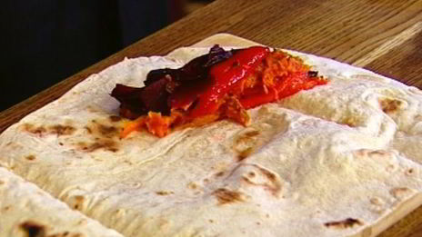 лаваш со сладким перцем, тыквой и авокадо