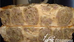 Ленивец из лаваша и мясного фарша
