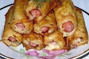 Сосиски с картофелем в тонком лаваше