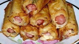 Сосиски с картофелем в тонком лаваше