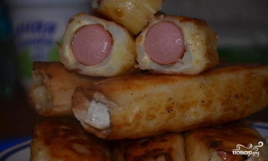 Рецепт сосиски в лаваше с картошкой