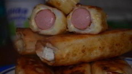 сосиски в лаваше с картошкой