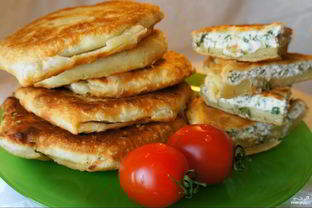 Лепешки на кефире с начинкой