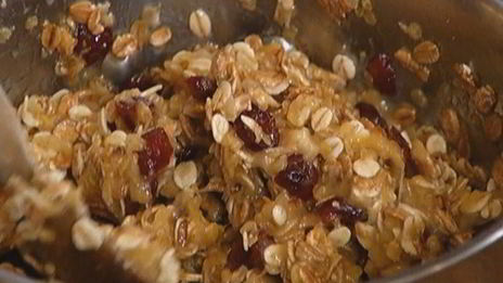 овсяные лепешки с бананами и клюквой