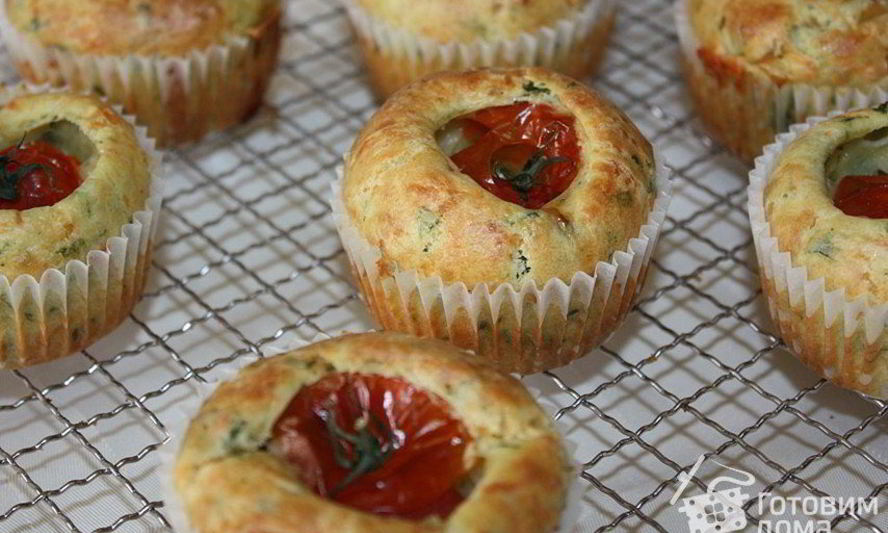 Рецепт сырные маффины с помидоркой черри