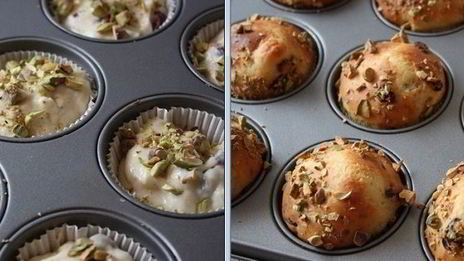 творожные маффины с клюквой и фисташками