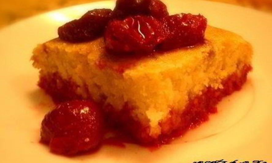 Рецепт лимонный манник с вишневым соусом