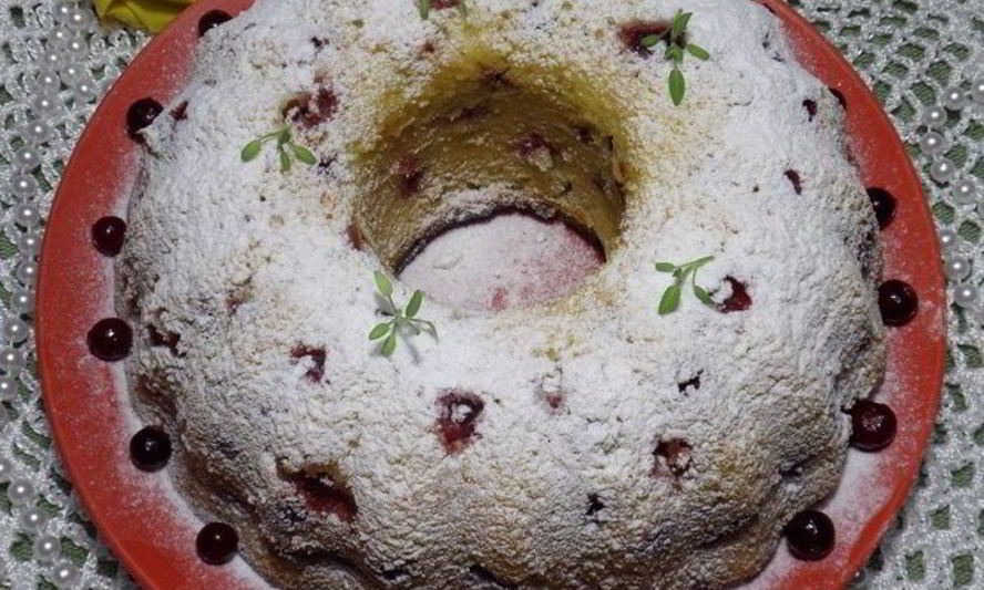 Рецепт творожный манник с клюквой