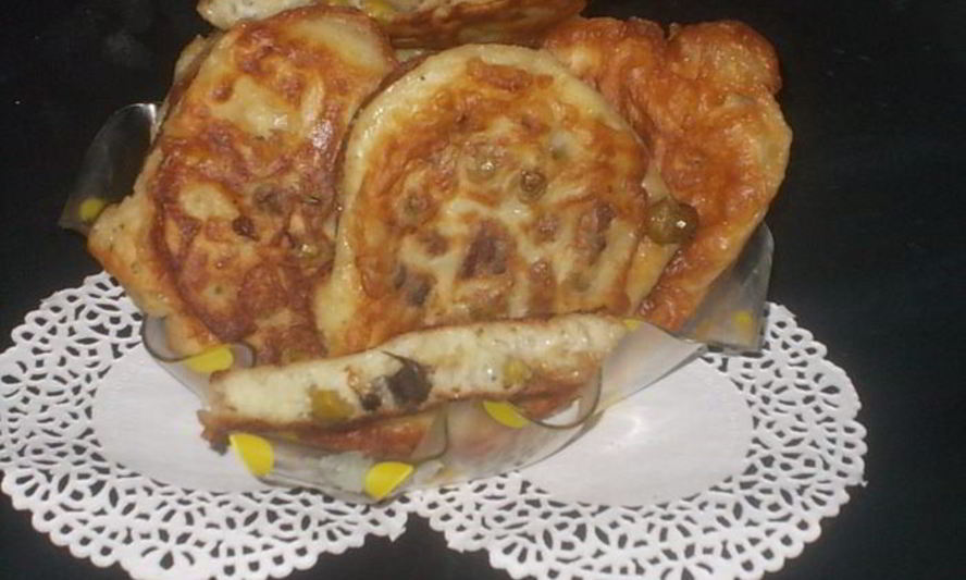 Рецепт оладьи с зеленым горошком и шампиньонами