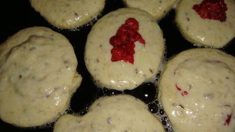 овсяные оладушки с малиной