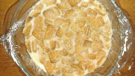 фруктово-сметанное желе с печеньем