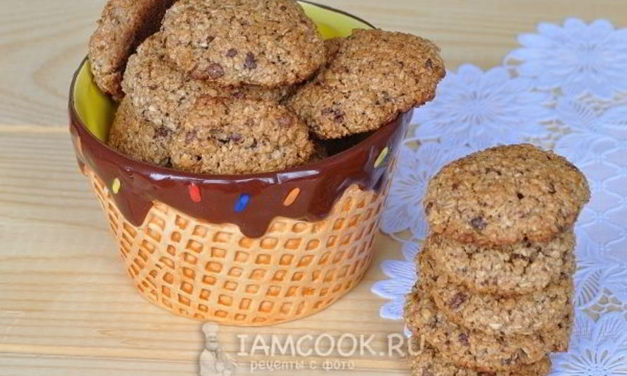 Рецепт овсяное печенье без муки с шоколадными конфетами