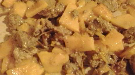 киш с тыквой и тушенкой