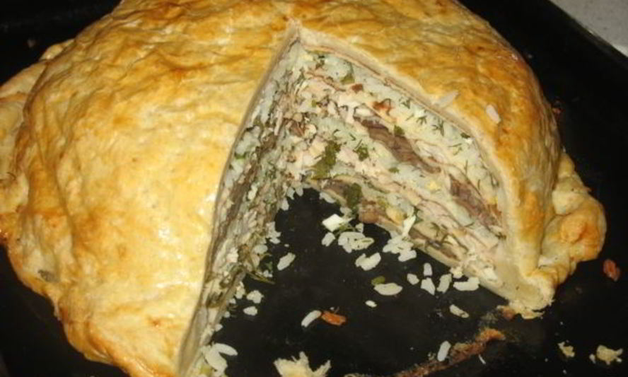 Рецепт курник из слоеного теста