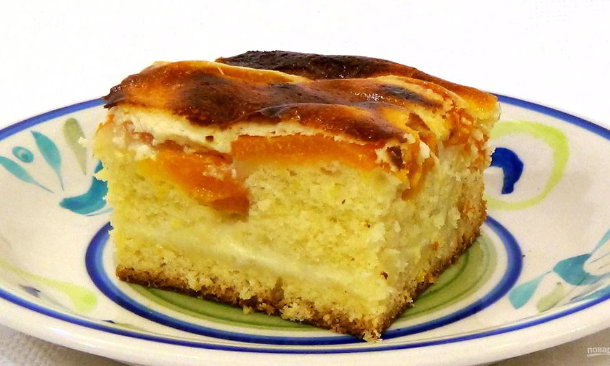 Рецепт пирог абрикосовый с творожной заливкой