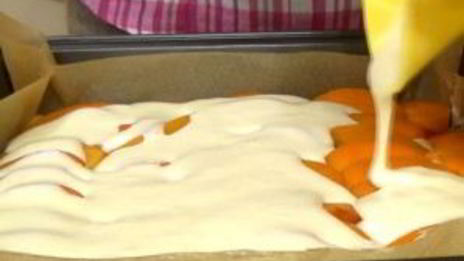 пирог абрикосовый с творожной заливкой