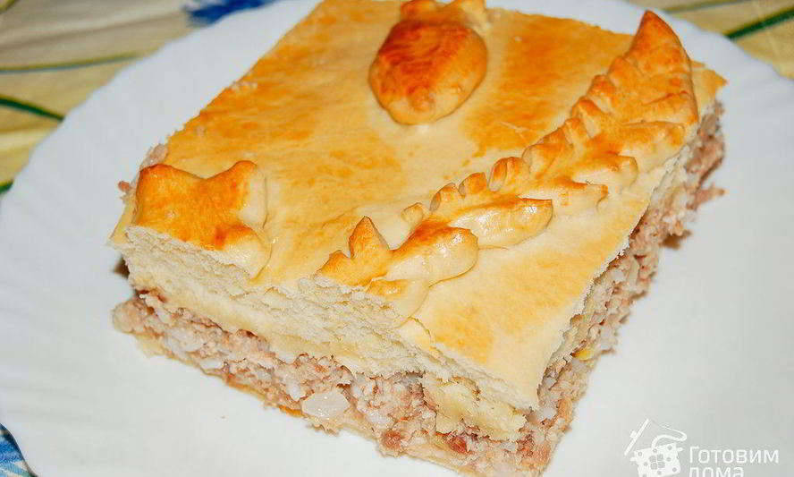 Рецепт пирог с курицей и рисом