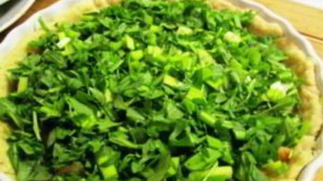 пирог с рукколой, семгой и сыром