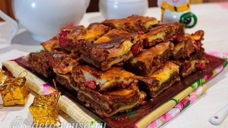 брауни с творогом и вишней