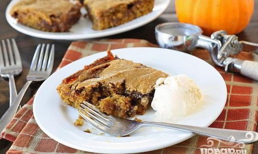 Рецепт тыквенные пирожные с карамелью и шоколадом