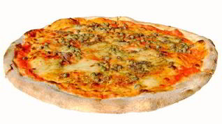 Пицца с анчоусами, омарами и зеленым горошком