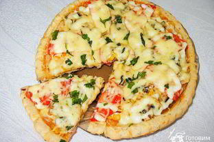 Пицца с куриной грудкой и шампиньонами