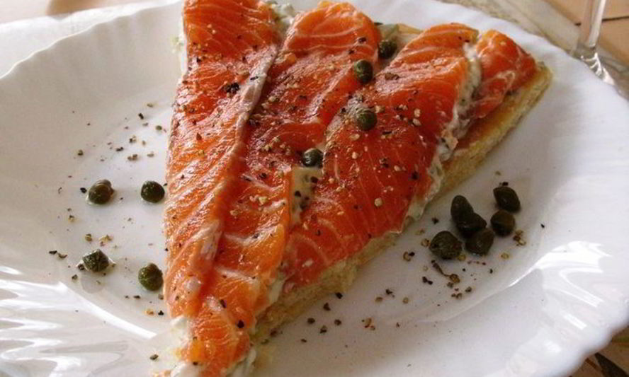 Рецепт пицца с пьяным лососем