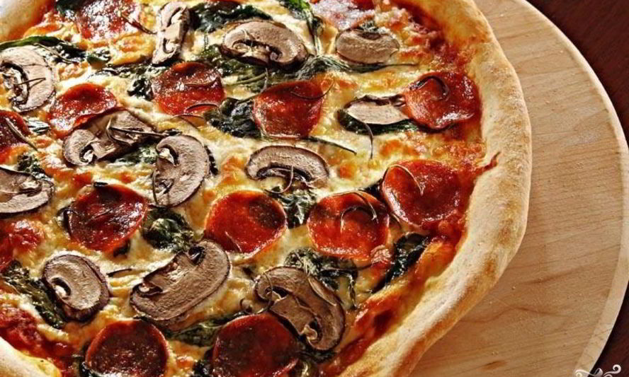 Рецепт пицца с салями и грибами